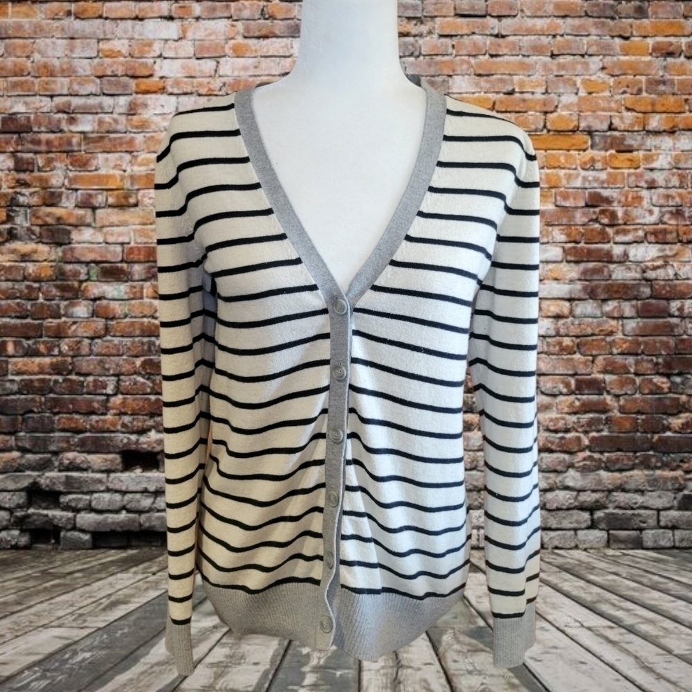 GAP Black & White Striped Cardigan